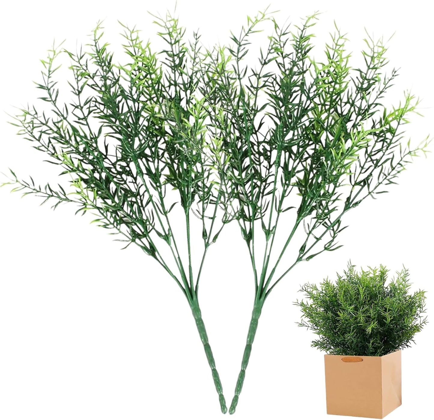 2PCS 14" Artificial Rosemary Stems, Realistic Faux Rosemary Plant with 7 Branches, Low Maintenance Greenery for Home, Kitchen, Office, Garden Decor