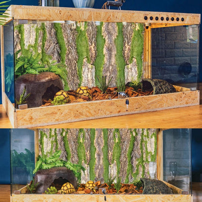 Cork Terrarium Background,Reptile Bark Backdrop Wall Decor and Artificial Moss for Gecko,Lizard,Tortoise,Chameleon (2 Pack)