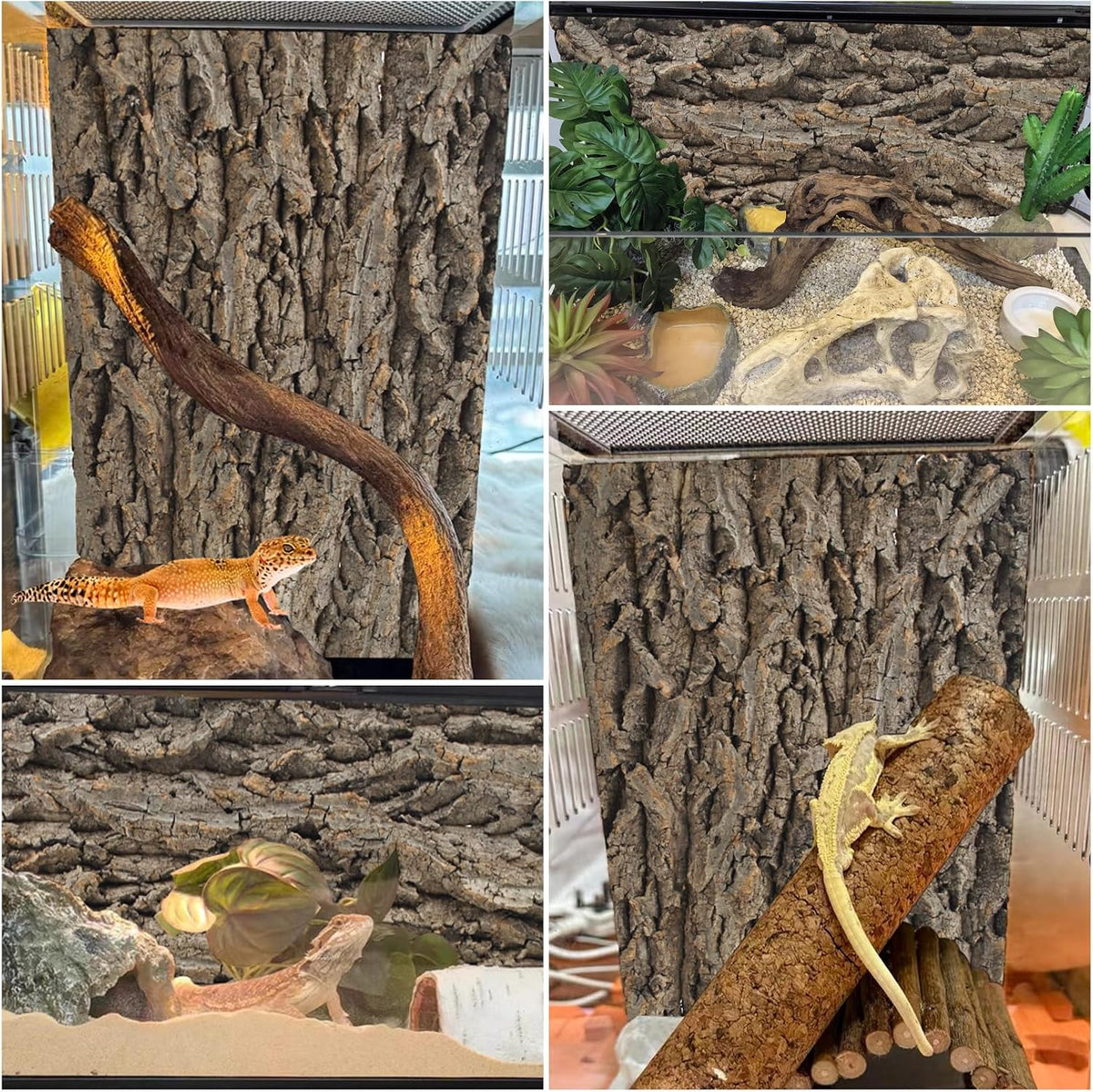 Cork Terrarium Background,Reptile Bark Backdrop Wall Decor and Artificial Moss for Gecko,Lizard,Tortoise,Chameleon (2 Pack)