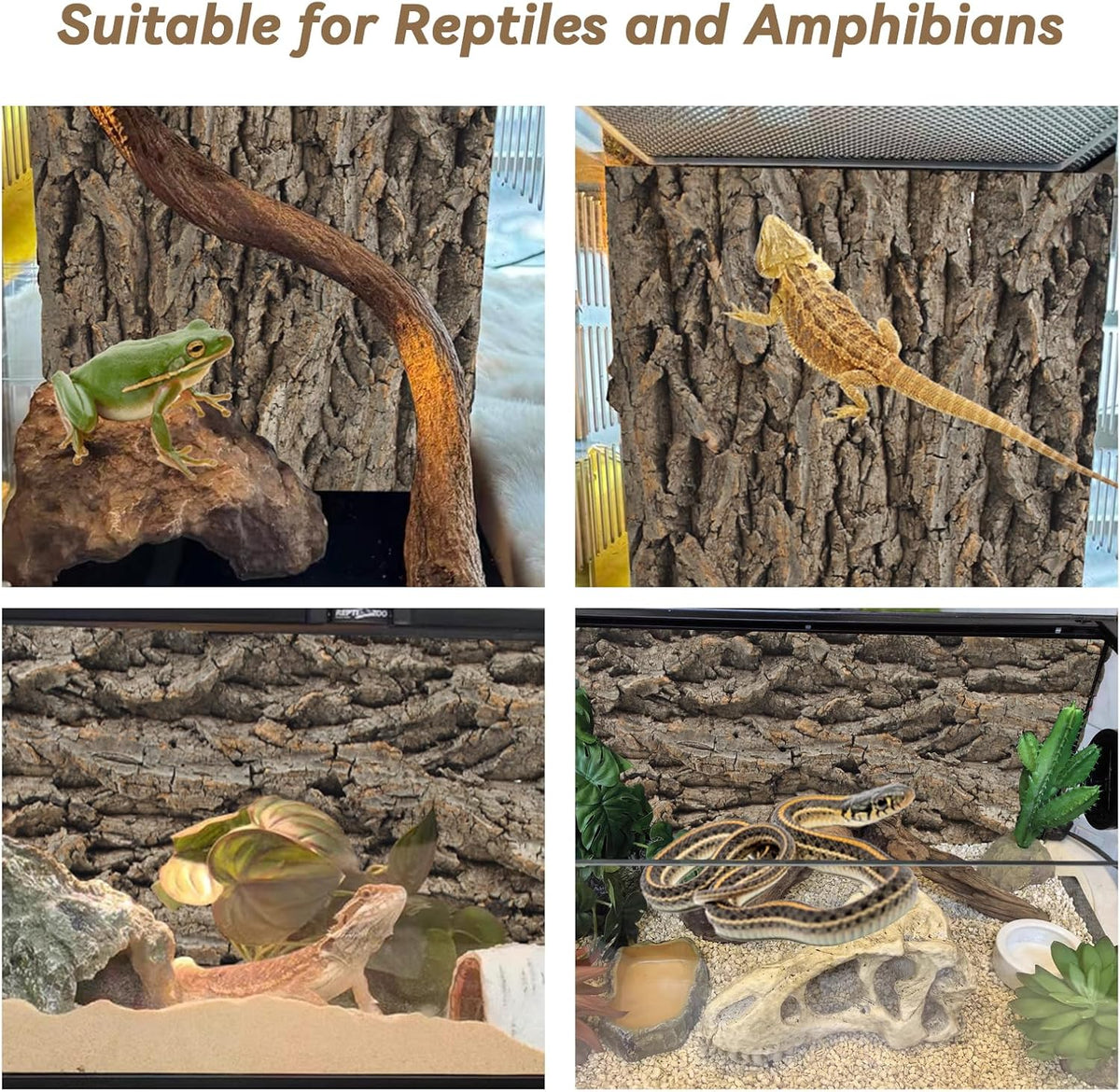 Cork Terrarium Background,Reptile Bark Backdrop Wall Decor and Artificial Moss for Gecko,Lizard,Tortoise,Chameleon (2 Pack)