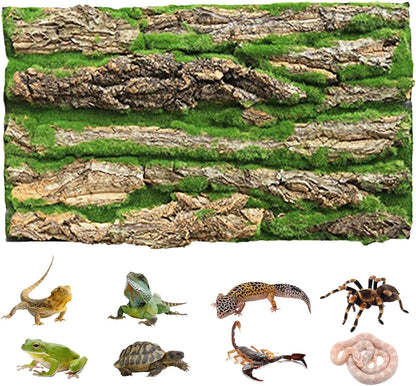 Cork Terrarium Background,Reptile Bark Backdrop Wall Decor and Artificial Moss for Gecko,Lizard,Tortoise,Chameleon (2 Pack)