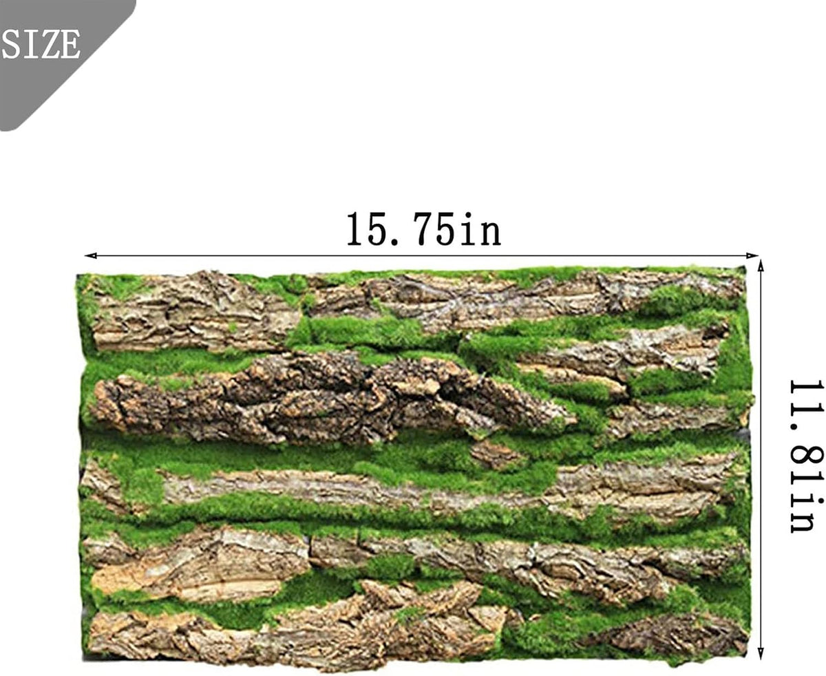 Cork Terrarium Background,Reptile Bark Backdrop Wall Decor and Artificial Moss for Gecko,Lizard,Tortoise,Chameleon (2 Pack)