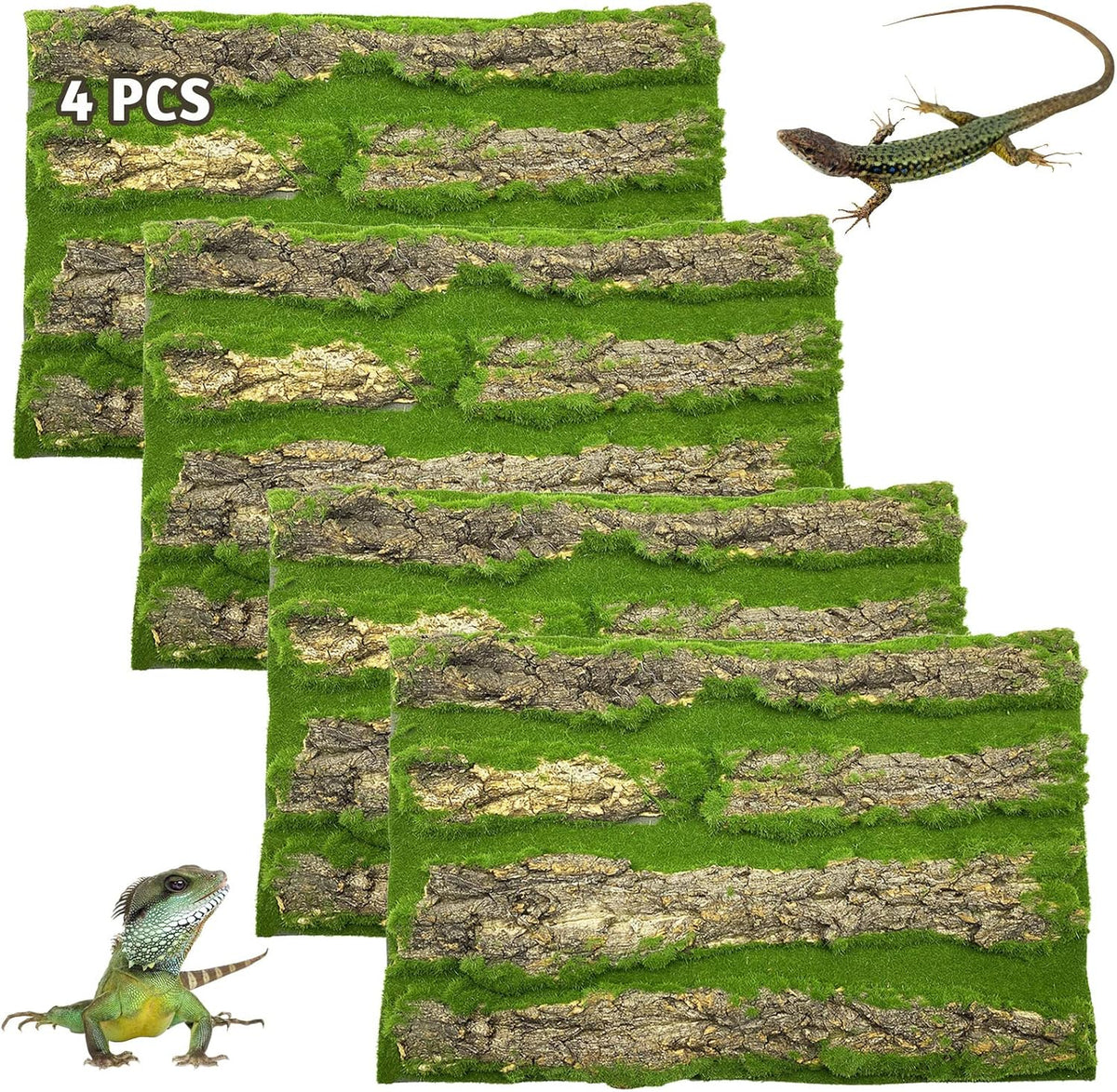 Cork Terrarium Background,Reptile Bark Backdrop Wall Decor and Artificial Moss for Gecko,Lizard,Tortoise,Chameleon (2 Pack)