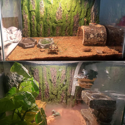 Cork Terrarium Background,Reptile Bark Backdrop Wall Decor and Artificial Moss for Gecko,Lizard,Tortoise,Chameleon (2 Pack)