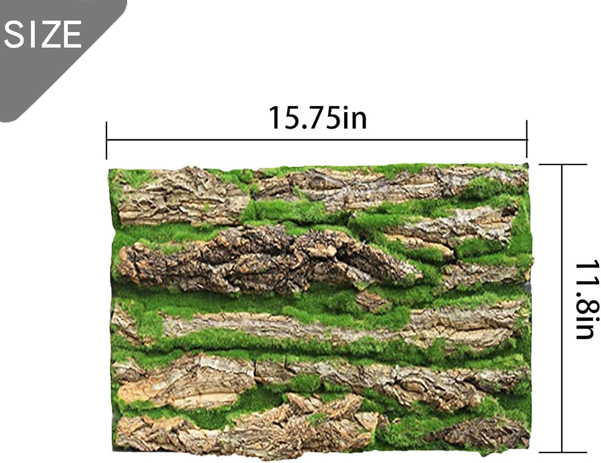 Cork Terrarium Background,Reptile Bark Backdrop Wall Decor and Artificial Moss for Gecko,Lizard,Tortoise,Chameleon (2 Pack)