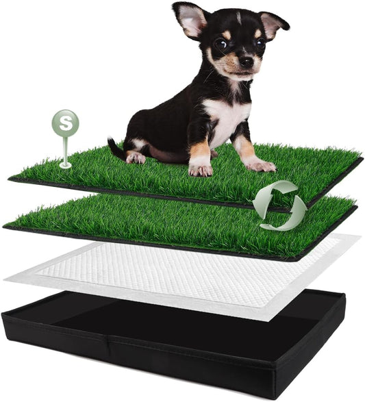 Dog Grass Pad with Dog Litter Box, Foldable Small Liner Base