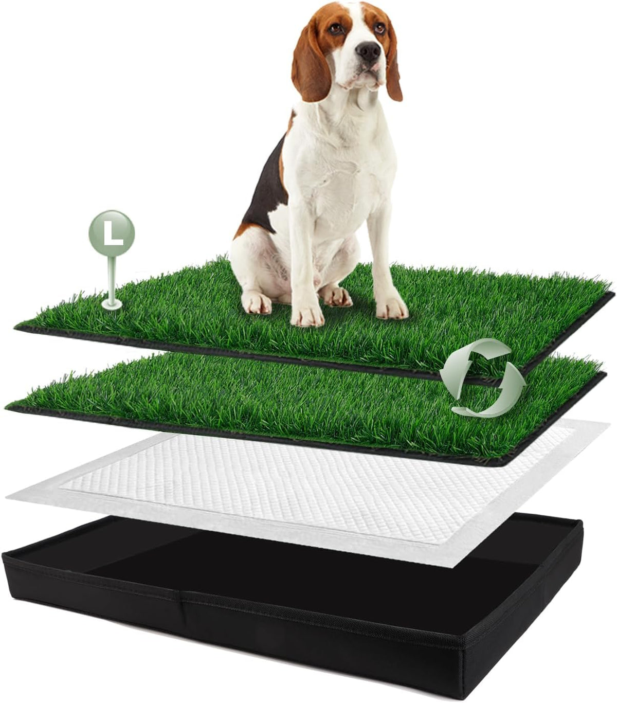 Dog Grass Pad with Dog Litter Box, Foldable Small Liner Base