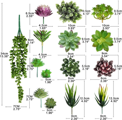 16pcs Fake Succulents, Artificial Succulent Plants for Outdoors | Premium Faux Succulents for Indoors & Outdoors, Crafting DIY Floral Decor for Home Garden Office Party, No Watering Needed
