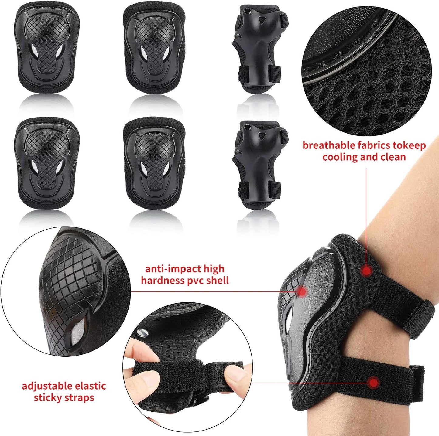 Kids Bike Skateboard Helmet Pad Set,Toddler Cyling Protective Gear Knee & Elbow Pads Wrist Guards for 5-8-10-12-14-16 Years Girls Boys Bicycle Scooter Roller Skate Inline Skating Rollerblading