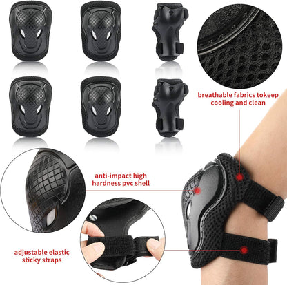 Kids Bike Skateboard Helmet Pad Set,Toddler Cyling Protective Gear Knee & Elbow Pads Wrist Guards for 5-8-10-12-14-16 Years Girls Boys Bicycle Scooter Roller Skate Inline Skating Rollerblading