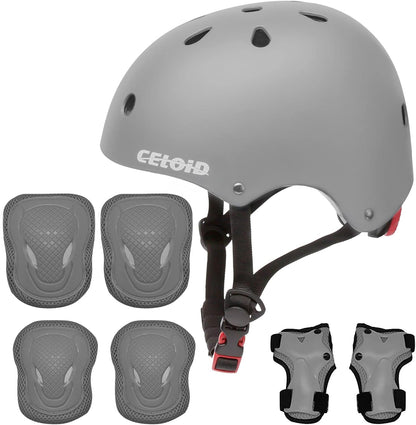 Kids Bike Skateboard Helmet Pad Set,Toddler Cyling Protective Gear Knee & Elbow Pads Wrist Guards for 5-8-10-12-14-16 Years Girls Boys Bicycle Scooter Roller Skate Inline Skating Rollerblading