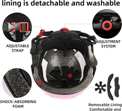 Kids Bike Skateboard Helmet Pad Set,Toddler Cyling Protective Gear Knee & Elbow Pads Wrist Guards for 5-8-10-12-14-16 Years Girls Boys Bicycle Scooter Roller Skate Inline Skating Rollerblading
