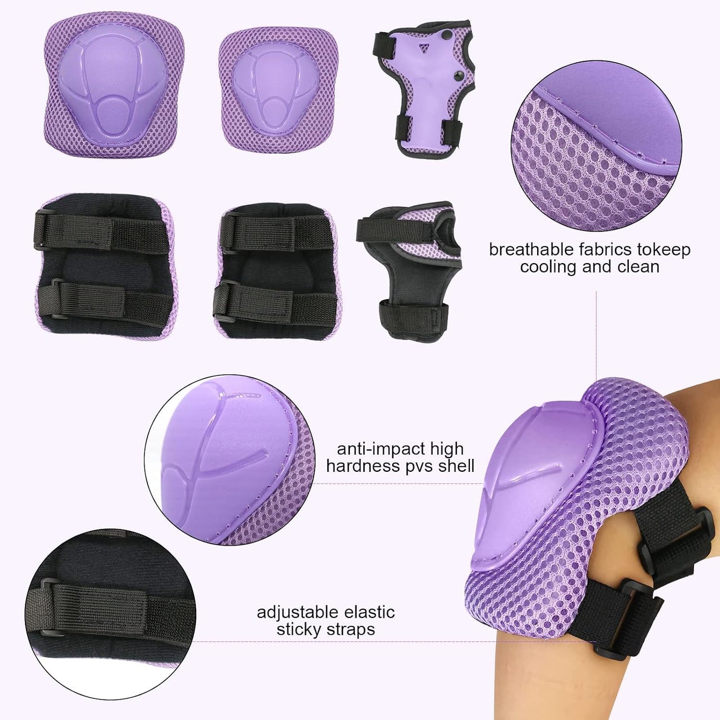 Kids Bike Skateboard Helmet Pad Set,Toddler Cyling Protective Gear Knee & Elbow Pads Wrist Guards for 5-8-10-12-14-16 Years Girls Boys Bicycle Scooter Roller Skate Inline Skating Rollerblading