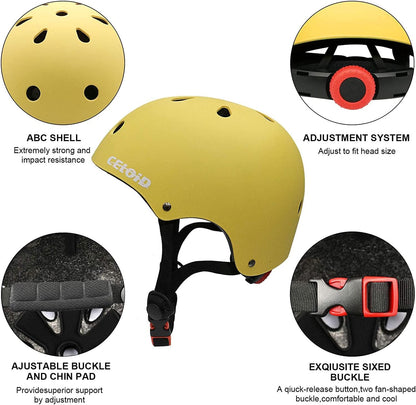 Kids Bike Skateboard Helmet Pad Set,Toddler Cyling Protective Gear Knee & Elbow Pads Wrist Guards for 5-8-10-12-14-16 Years Girls Boys Bicycle Scooter Roller Skate Inline Skating Rollerblading