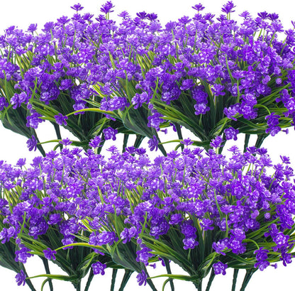 20 Bundles Artificial Outdoor Plants, Fake Wheat Grass Greenery Shrubs UV Resistant Faux Plastic Plants Garden Porch Window Box Décor (Grass)