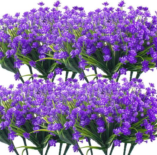20 Bundles Artificial Outdoor Plants, Fake Wheat Grass Greenery Shrubs UV Resistant Faux Plastic Plants Garden Porch Window Box Décor (Grass)