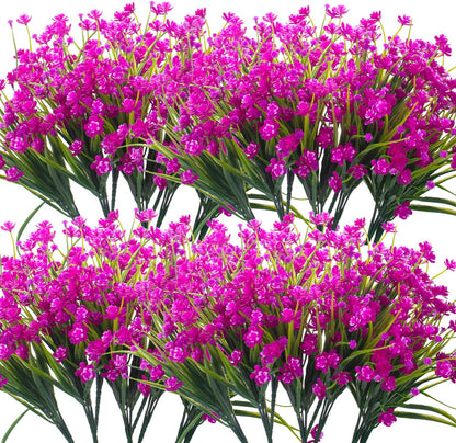 20 Bundles Artificial Outdoor Plants, Fake Wheat Grass Greenery Shrubs UV Resistant Faux Plastic Plants Garden Porch Window Box Décor (Grass)