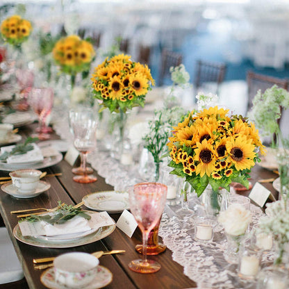 2 Pack Artificial Sunflower Bouquet, Silk Sunflowers Fake Yellow Flowers with Stems, Faux Sunflower Centerpieces for Vase, Farmhouse Home Decor, Wedding Table Arrangements
