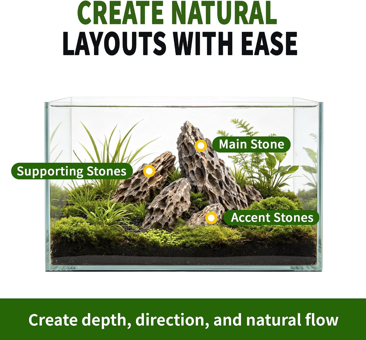 Dragon Stone Aquascaping Rocks, 1 lb (2-4"), Aquarium Stone Set | Beginner-friendly aquascaping • Easy layout building • Natural porous texture • Ideal for planted tanks