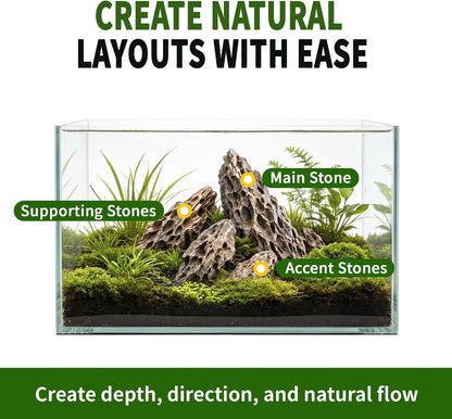 Dragon Stone Aquascaping Rocks, 1 lb (2-4"), Aquarium Stone Set | Beginner-friendly aquascaping • Easy layout building • Natural porous texture • Ideal for planted tanks
