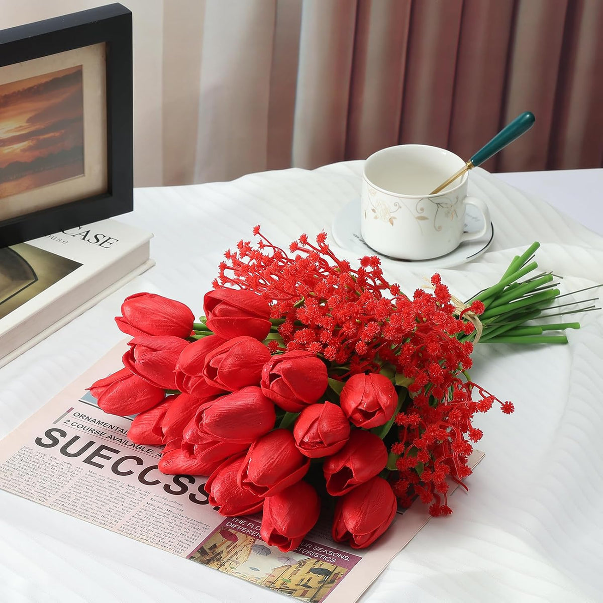 40PCS Tulip Artificial Flowers Babysbreath