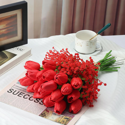 40PCS Tulip Artificial Flowers Babysbreath