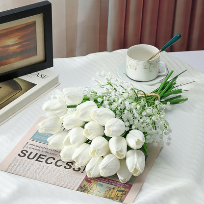 40PCS Tulip Artificial Flowers Babysbreath
