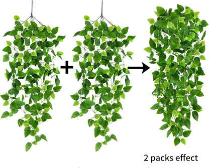 Fake Hanging Plants for Room Decor, 3.6ft Artificial Ivy Pothos Vine for Wall Living Room Patio Indoor Outdoor Home Shelf Office Decor (No Baskets)