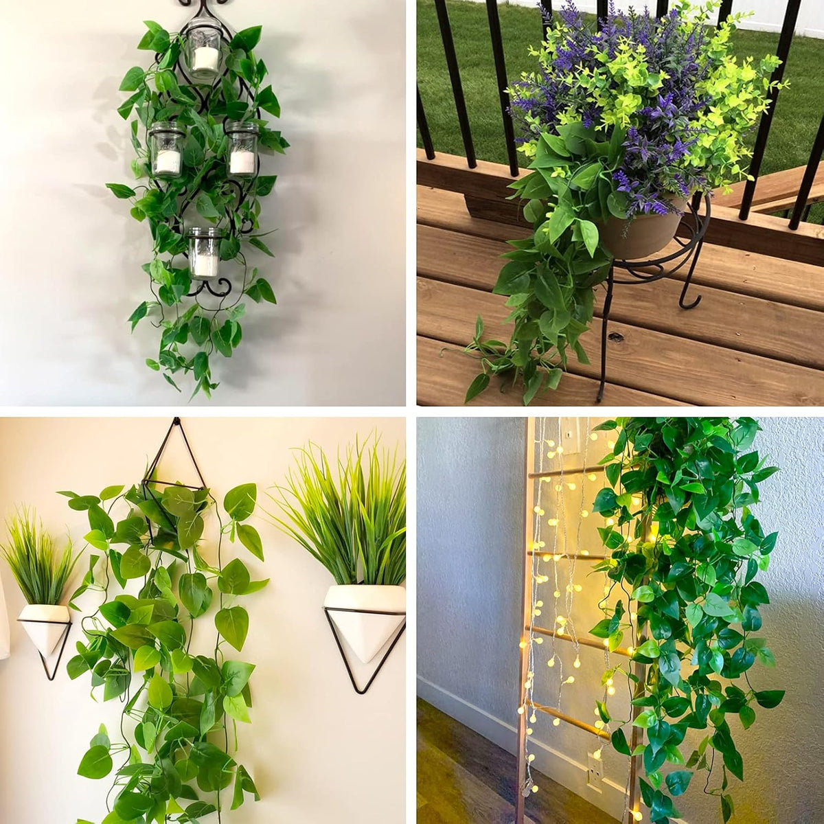 Fake Hanging Plants for Room Decor, 3.6ft Artificial Ivy Pothos Vine for Wall Living Room Patio Indoor Outdoor Home Shelf Office Decor (No Baskets)