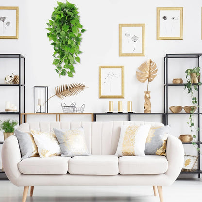 Fake Hanging Plants for Room Decor, 3.6ft Artificial Ivy Pothos Vine for Wall Living Room Patio Indoor Outdoor Home Shelf Office Decor (No Baskets)