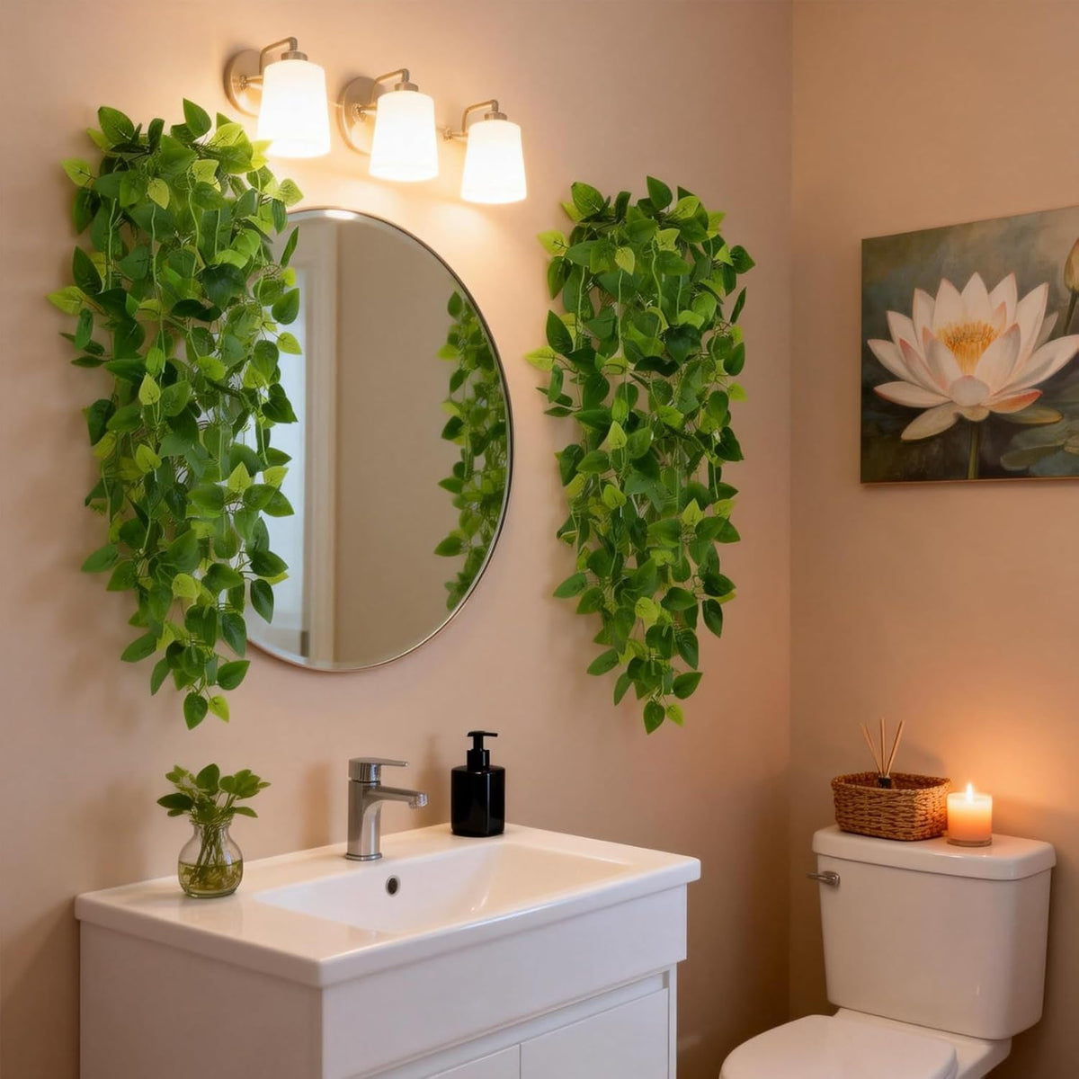 Fake Hanging Plants for Room Decor, 3.6ft Artificial Ivy Pothos Vine for Wall Living Room Patio Indoor Outdoor Home Shelf Office Decor (No Baskets)