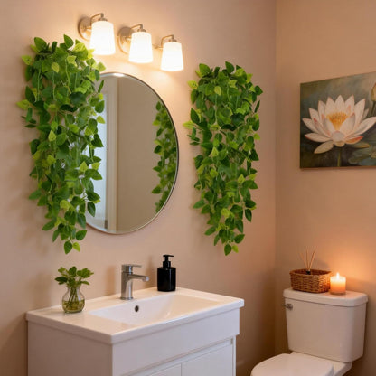 Fake Hanging Plants for Room Decor, 3.6ft Artificial Ivy Pothos Vine for Wall Living Room Patio Indoor Outdoor Home Shelf Office Decor (No Baskets)