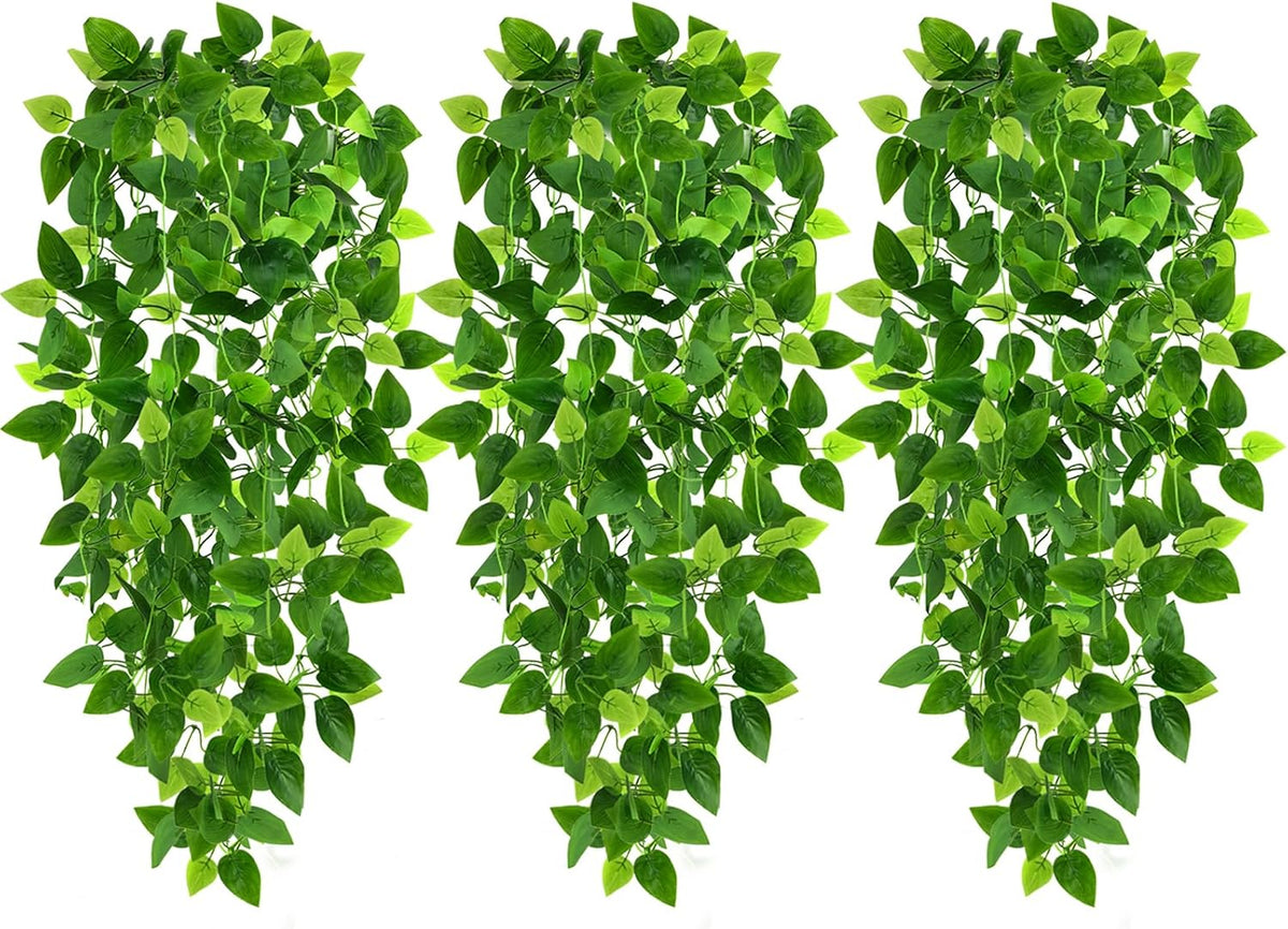 Fake Hanging Plants for Room Decor, 3.6ft Artificial Ivy Pothos Vine for Wall Living Room Patio Indoor Outdoor Home Shelf Office Decor (No Baskets)
