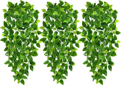 Fake Hanging Plants for Room Decor, 3.6ft Artificial Ivy Pothos Vine for Wall Living Room Patio Indoor Outdoor Home Shelf Office Decor (No Baskets)