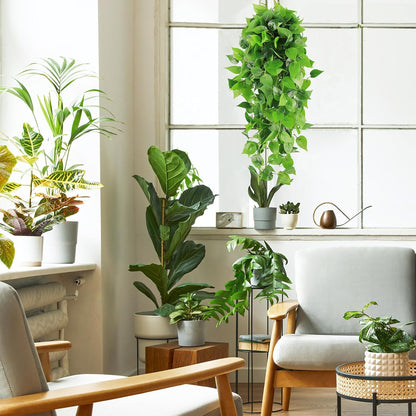 Fake Hanging Plants for Room Decor, 3.6ft Artificial Ivy Pothos Vine for Wall Living Room Patio Indoor Outdoor Home Shelf Office Decor (No Baskets)