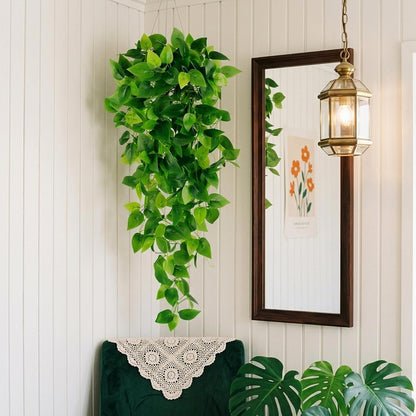 Fake Hanging Plants for Room Decor, 3.6ft Artificial Ivy Pothos Vine for Wall Living Room Patio Indoor Outdoor Home Shelf Office Decor (No Baskets)