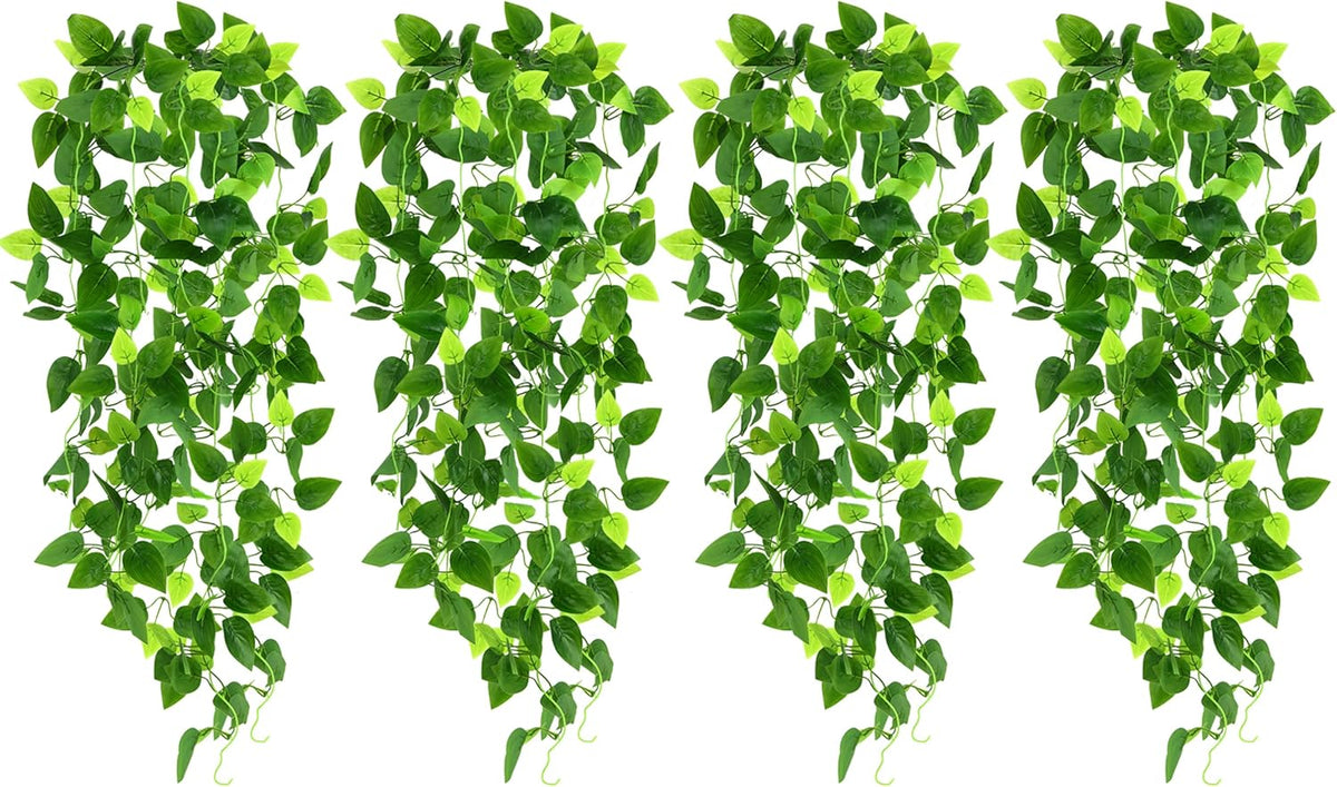 Fake Hanging Plants for Room Decor, 3.6ft Artificial Ivy Pothos Vine for Wall Living Room Patio Indoor Outdoor Home Shelf Office Decor (No Baskets)