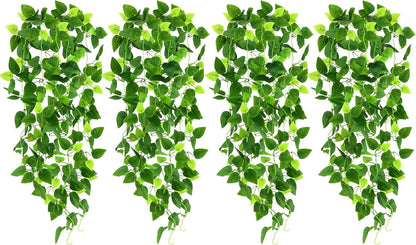 Fake Hanging Plants for Room Decor, 3.6ft Artificial Ivy Pothos Vine for Wall Living Room Patio Indoor Outdoor Home Shelf Office Decor (No Baskets)
