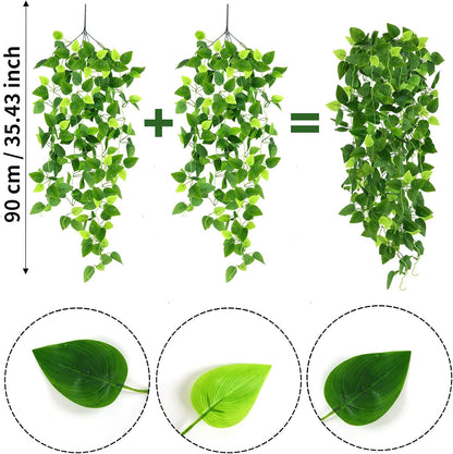 Fake Hanging Plants for Room Decor, 3.6ft Artificial Ivy Pothos Vine for Wall Living Room Patio Indoor Outdoor Home Shelf Office Decor (No Baskets)