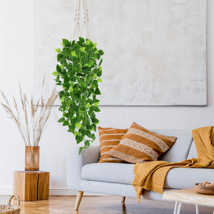 Fake Hanging Plants for Room Decor, 3.6ft Artificial Ivy Pothos Vine for Wall Living Room Patio Indoor Outdoor Home Shelf Office Decor (No Baskets)