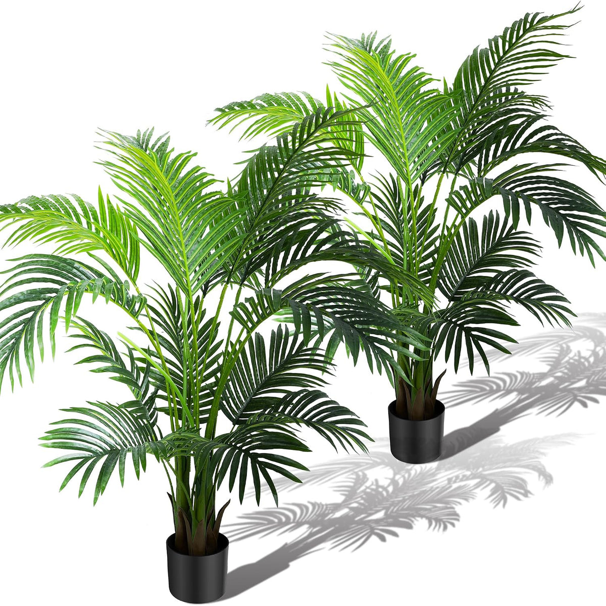 4ft Artificial Areca Palm Tree Plant, 47in Fake Cane Palm, Dypsis Lutescens