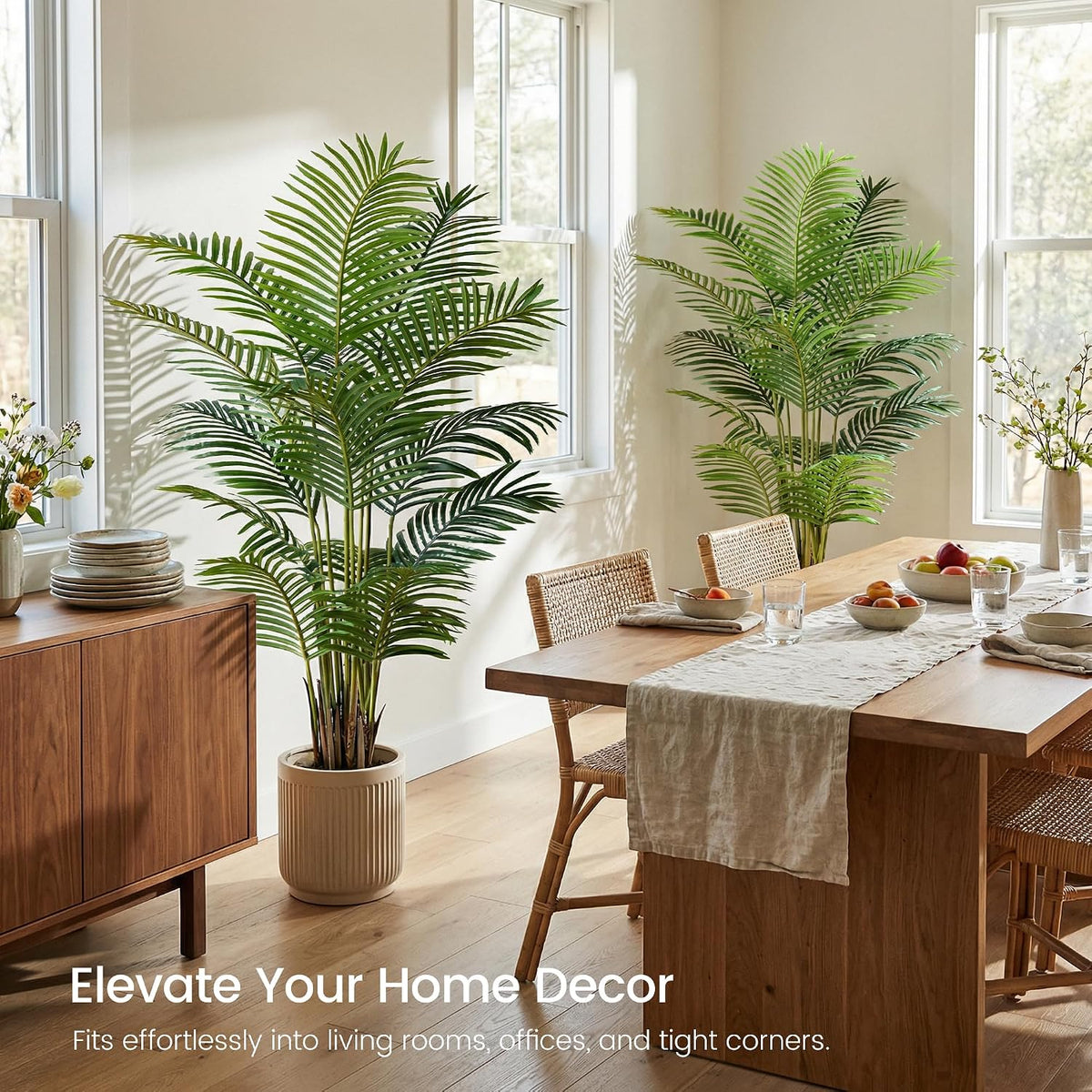 4ft Artificial Areca Palm Tree Plant, 47in Fake Cane Palm, Dypsis Lutescens