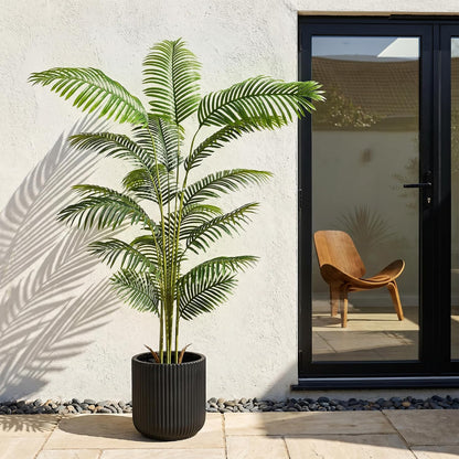 4ft Artificial Areca Palm Tree Plant, 47in Fake Cane Palm, Dypsis Lutescens