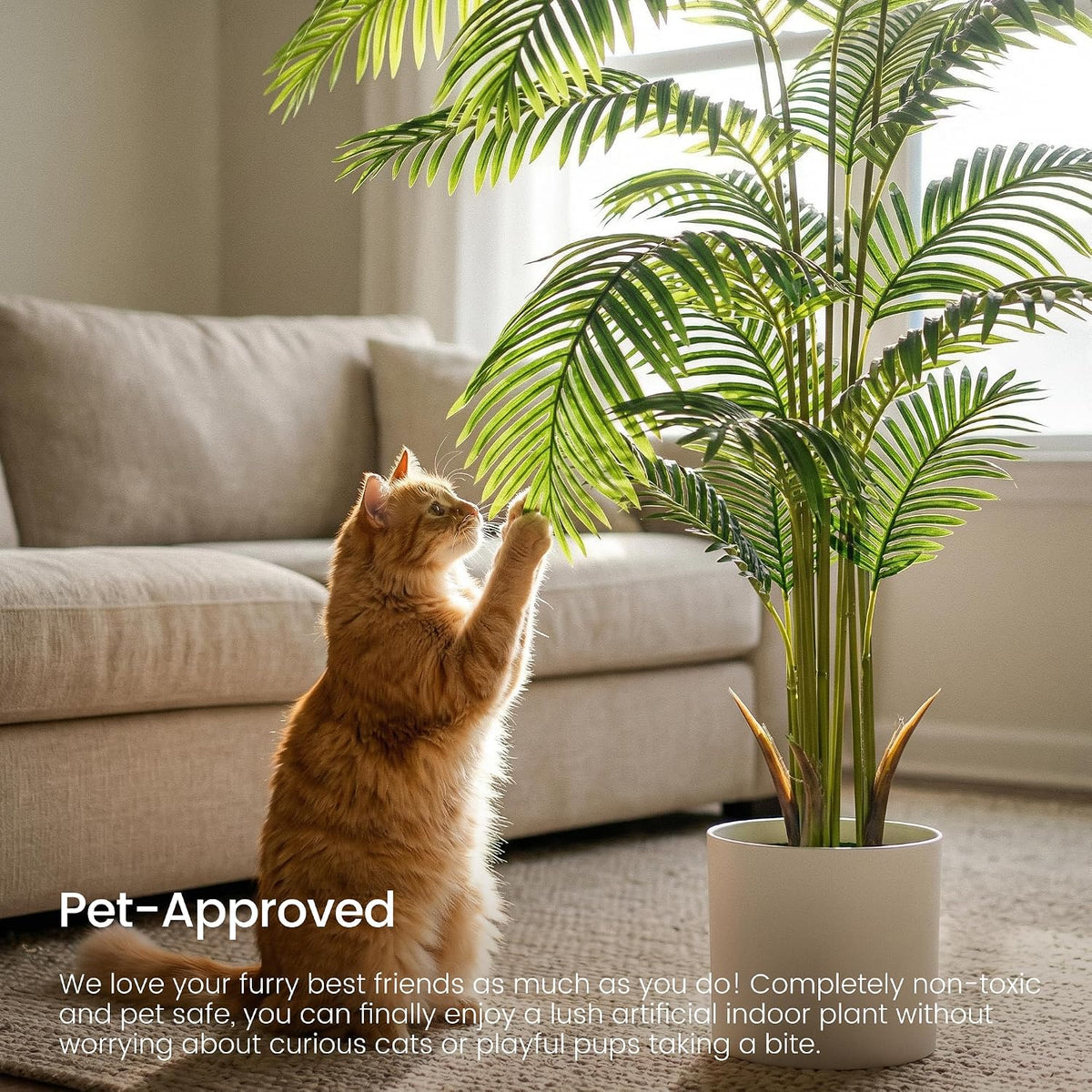 4ft Artificial Areca Palm Tree Plant, 47in Fake Cane Palm, Dypsis Lutescens
