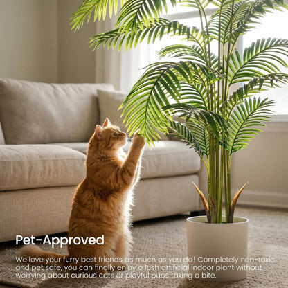 4ft Artificial Areca Palm Tree Plant, 47in Fake Cane Palm, Dypsis Lutescens