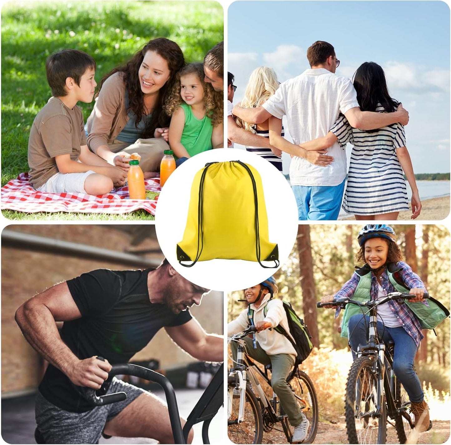 20Pcs Drawstring Backpack Bag Bulk Yellow Drawstring Bags String Backpack Sport Gym Sack Bags Foldable Storage Bag for Women Men Shopping Gym Travel Sports