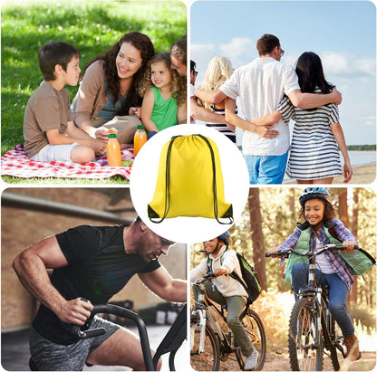 20Pcs Drawstring Backpack Bag Bulk Yellow Drawstring Bags String Backpack Sport Gym Sack Bags Foldable Storage Bag for Women Men Shopping Gym Travel Sports