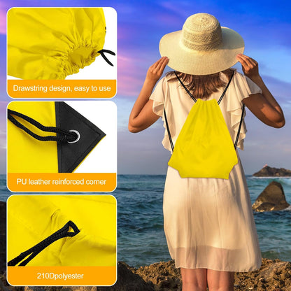 20Pcs Drawstring Backpack Bag Bulk Yellow Drawstring Bags String Backpack Sport Gym Sack Bags Foldable Storage Bag for Women Men Shopping Gym Travel Sports