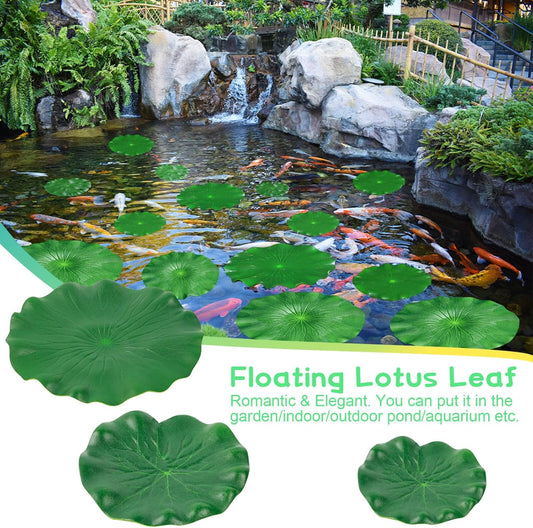 12Pcs Lily Pads for Ponds, Artificial Floating Foam Lotus Leaves, Lily Pads Foliage Pond Decor for Koi Fish Pool Patio Aquarium