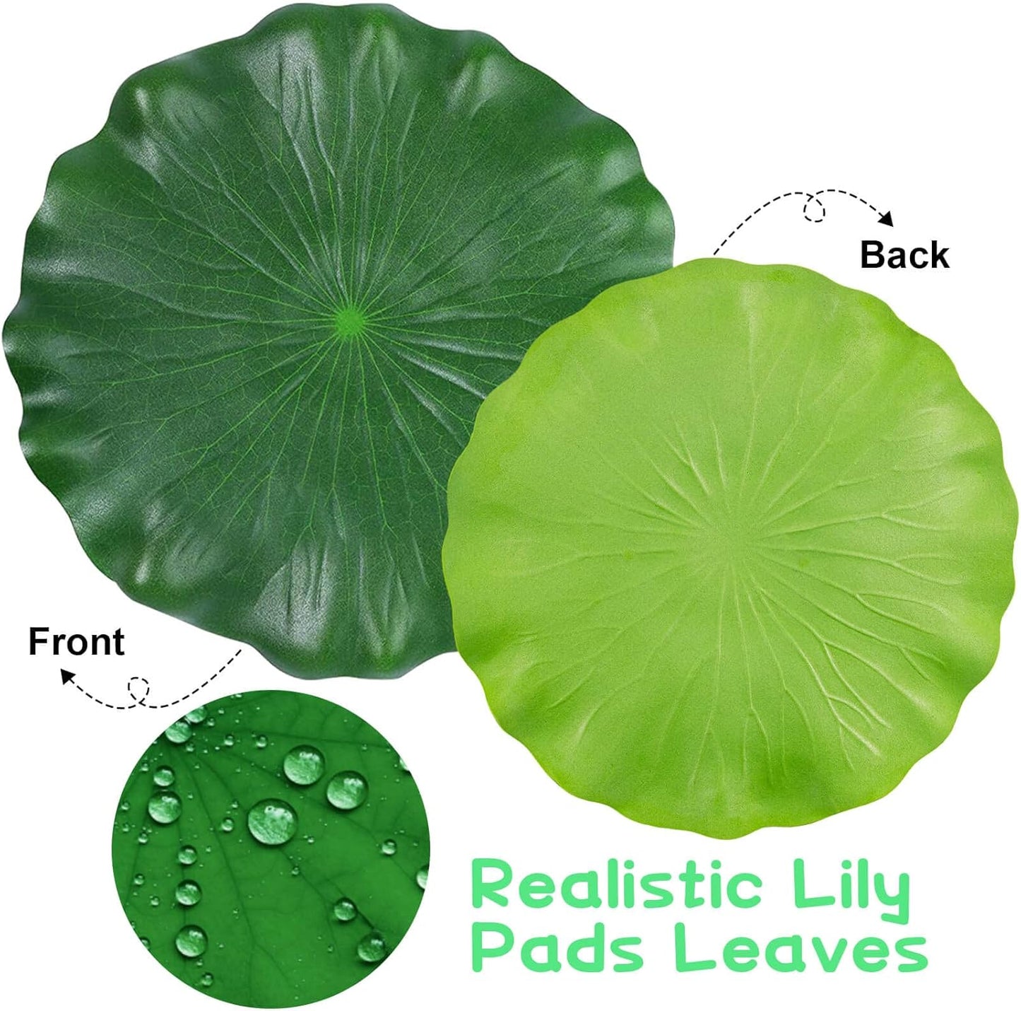 12Pcs Lily Pads for Ponds, Artificial Floating Foam Lotus Leaves, Lily Pads Foliage Pond Decor for Koi Fish Pool Patio Aquarium